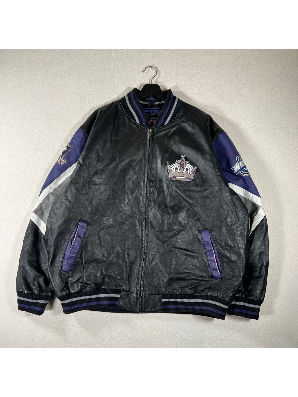 Vintage G-III LA Kings graphic leather bomber/varsity jacket